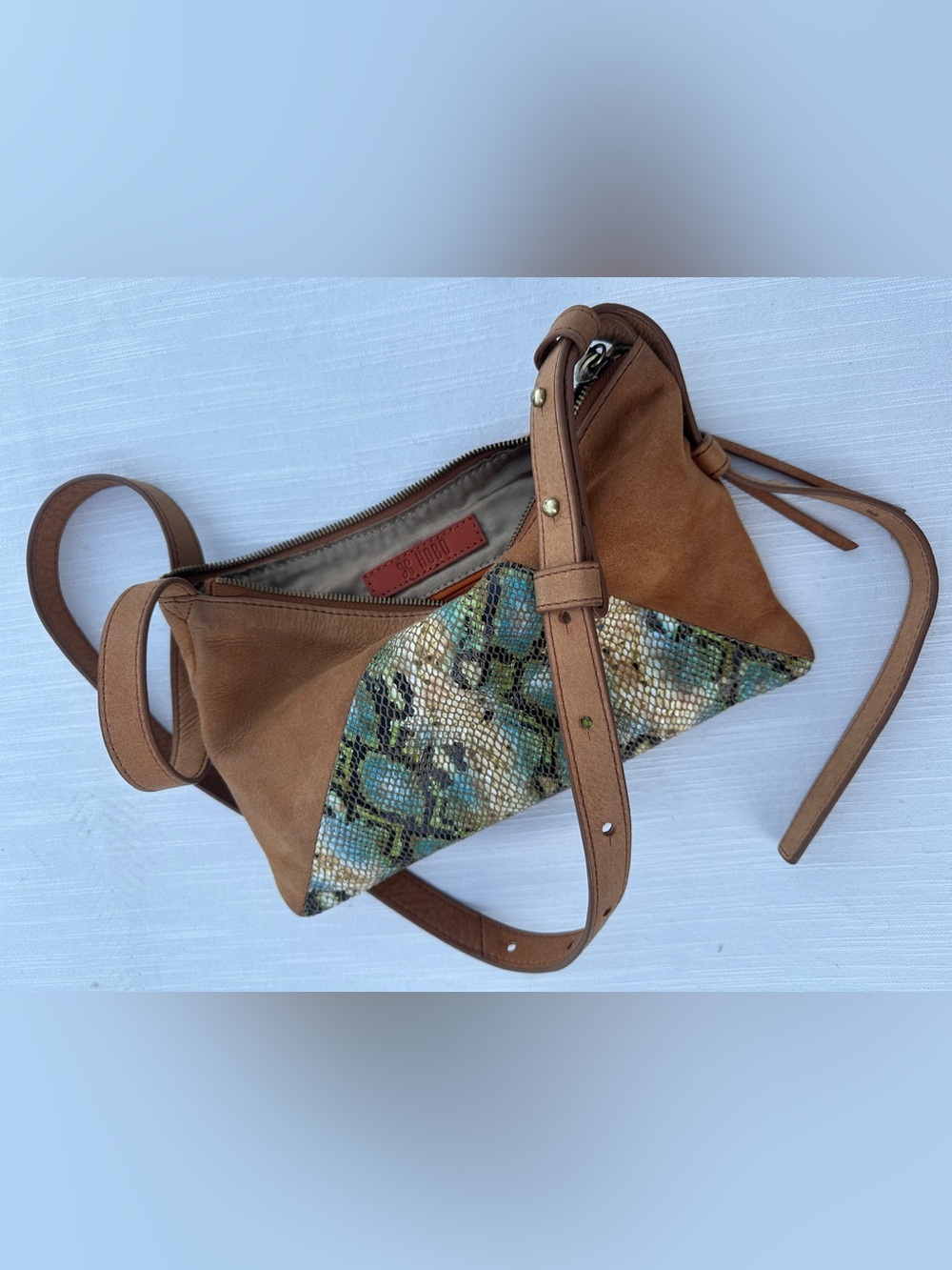 HOBO Paulette Suede Leather Garden Snake Crossbody Bag